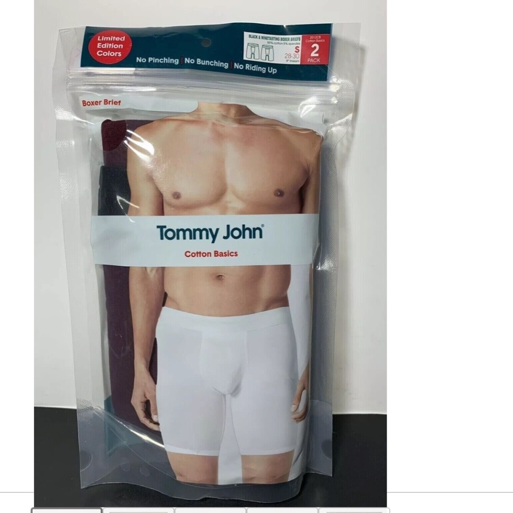 Tommy John Cotton Basics Trunk 2 Pack Dress Black/Winetasting Size Small